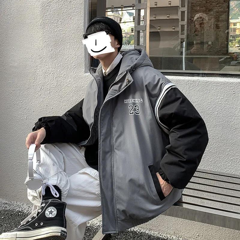 Winter Bakery Clothes Men's Loose Short Hooded Cotton-padded Jacket Trend Thicker Padded Jacket
