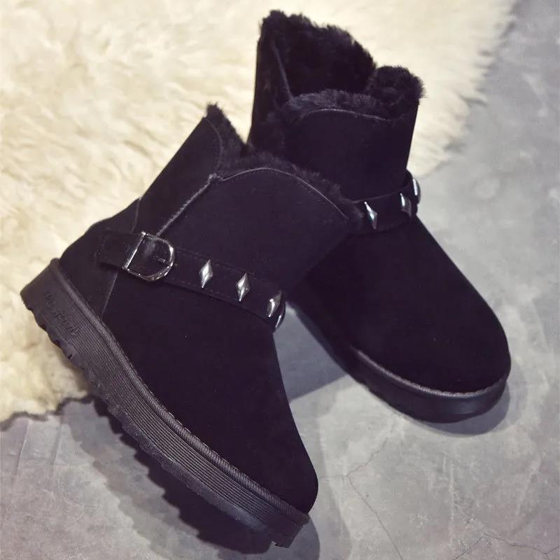 Children's Winter Korean Snow Boots Thick Cotton Shoes All-match Flat-bottomed Plus Fleece Ankle Boots