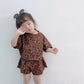 Girls' New Leopard Print Baby Summer Indoor Air-conditioning Suit Short-sleeved Shorts 2-piece Set