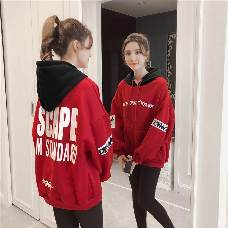 Women's Sweatshirt Wild Large Size Long Sleeve Warm Hood Top Autumn Winter Sweater Cotton
