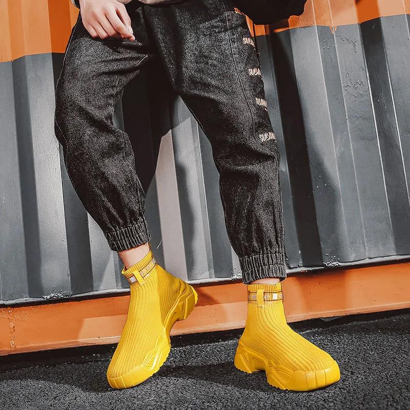 Men's High Top Sneakers Korean Style Trendy All-match Socks Shoes Teen Student Trendy Shoes