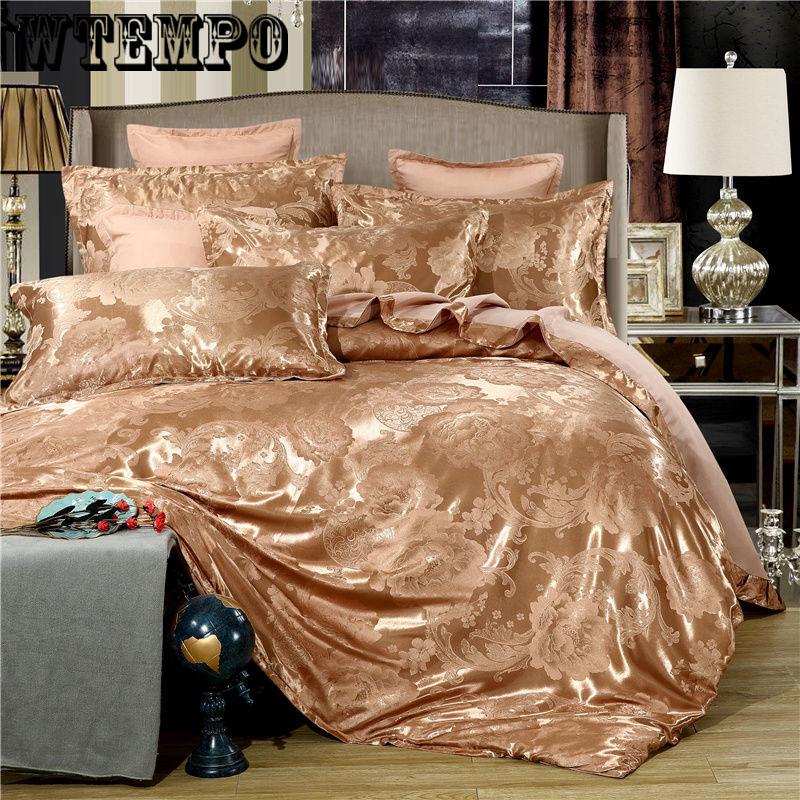 Luxury Bedding set 4Pcs Queen  size Bed set Embroidery Duvet cover Bedsheets linen set