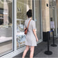 Elegant Plaid Dress Short Sleeve A-line Casual Streetwear Female Short Dress Button Summer Dress