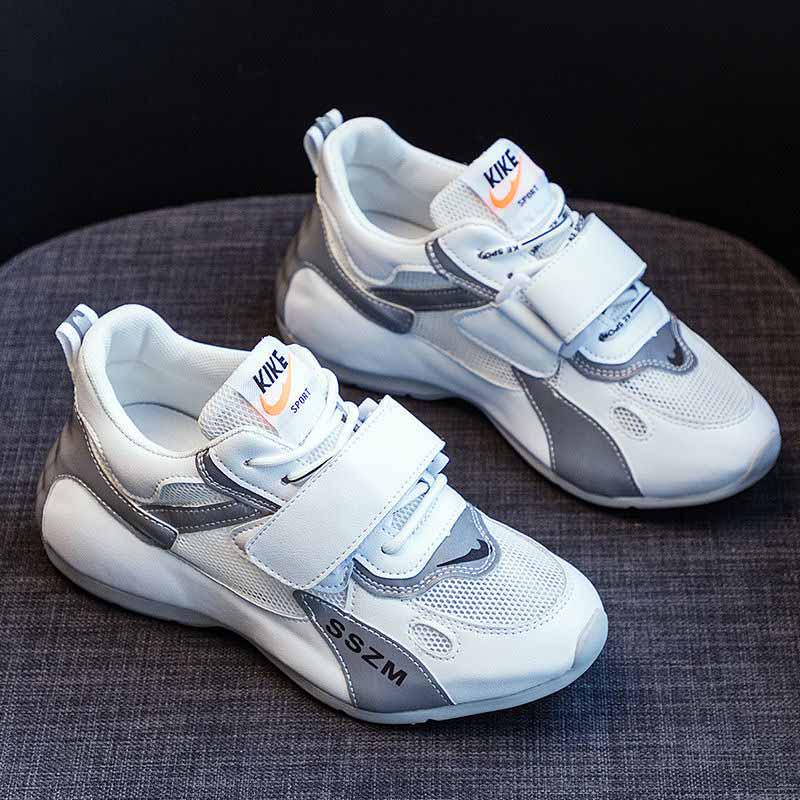 Plus Size 35-40 Summer Women Low-top Mesh Sneakers Breathable Running Basketball Shoes Students Shockproof Non-slip Velcro Shoes