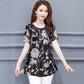 Fashion Loose Plus Size Women's Thin Section Summer Fat Mother Medium and Long Printing Short-sleeved T-shirt Women