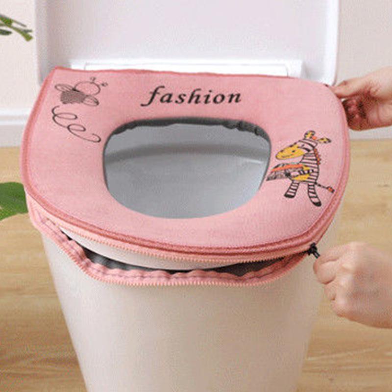Toilet Seat Cover Toilet Cover Universal Zipper Waterproof and Warmth Four Seasons Universal Toilet Sticker