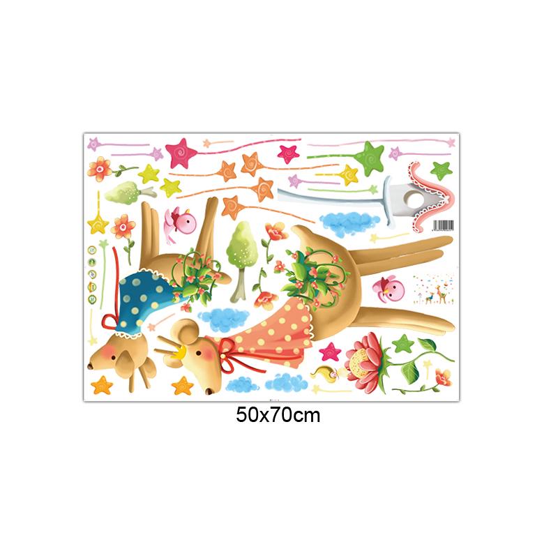 [sticker ]Fantasy Deer Wall Stickers For Kids Rooms Bedroom Kitchen Children Room Home Decor Wall D