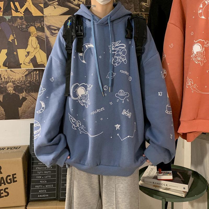 Ladies Graffiti Hooded  Sweatshirt Wool 100% Pure Cotton Sportswear Sports Sweater Casual Loose Pullover