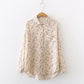 Spring Women Vintage Floral Shirt Long Sleeve Button Up Chiffon Blouse Office Lady Turn-Down Collar Autumn Casual Basic Tops