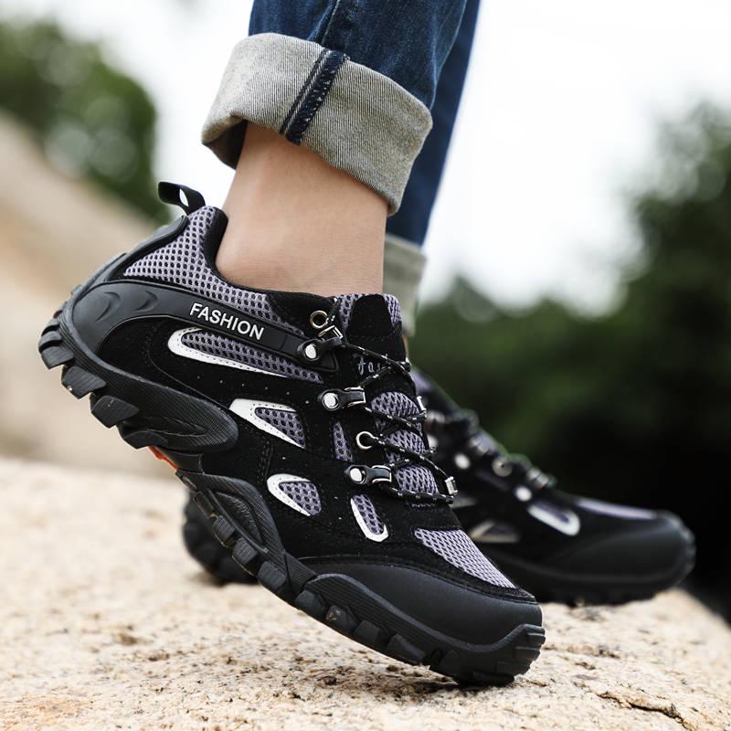 Summer Cool Breathable Men Hiking Shoes Suede Mesh Outdoor Sneakers Climbing Shoes Men Sport Shoes