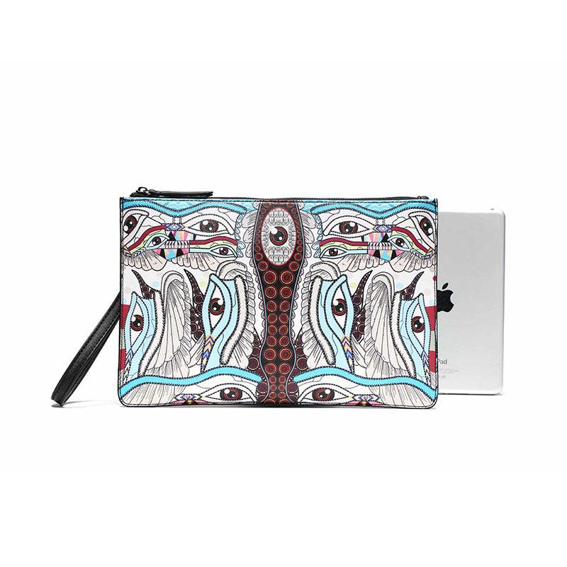 Business Briefcase Men Personality PU Leather Zipper Waterproof Handbag Ipad Bags Clutch Bag