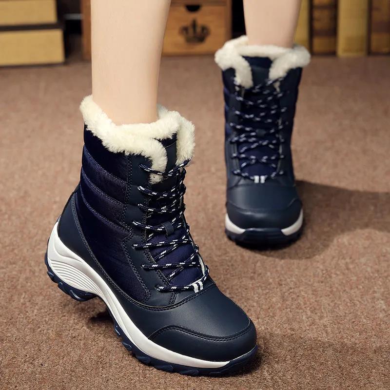 Large Size Snow Boots Women Outdoor Travel Thick High-top Cotton Shoes Women Mid-tube Boots Winter