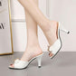 High-heeled Slippers Summer Wear Korean Style Bow Thong Stiletto Medium-heeled Women's Shoes