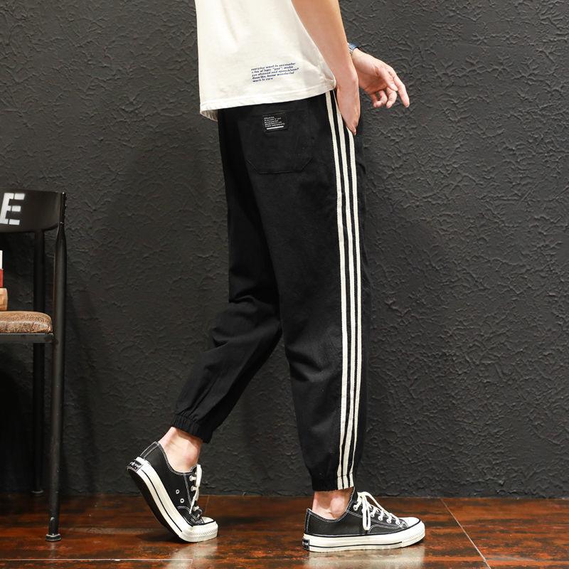 Summer Casual Cropped Trousers Striped Loose-fitting Track Pants