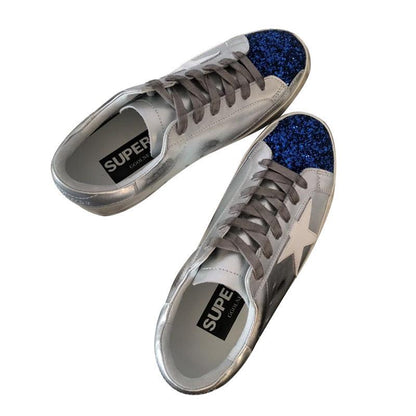 Latest Footwear High Quality Brand Sneakers Ladies Bass Shoes Silver Black Lace-up Women Distressed Leather Classic Flats