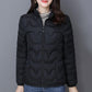 Women Winter Down-filled Coat Solid Color Slim Short Wadded Jacket Large Size Stand Collar Zipper Cotton Coats