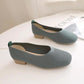 Knitted Flat Shoes Women's Spring Korean All-match Square Toe Peas Shoes Shallow Mouth Square Toe Knitted Single Shoes Slip on Breathable Granny Shoes