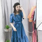 Square Collar Dress Female Summer Retro Puff Sleeve Temperament Was Thin Loose Mid-length Skirt Retro Princess Style Dress
