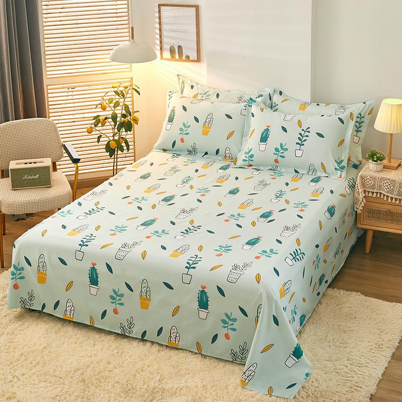 Spring Summer Household Bedding Large Single Piece of Bed Sheet Cotton Single Double Double Printed Bed Sheet