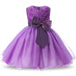 Girls Dress Net Gauze Tutu Skirt Rose Flower Bow Little Princess Birthday Show Dress