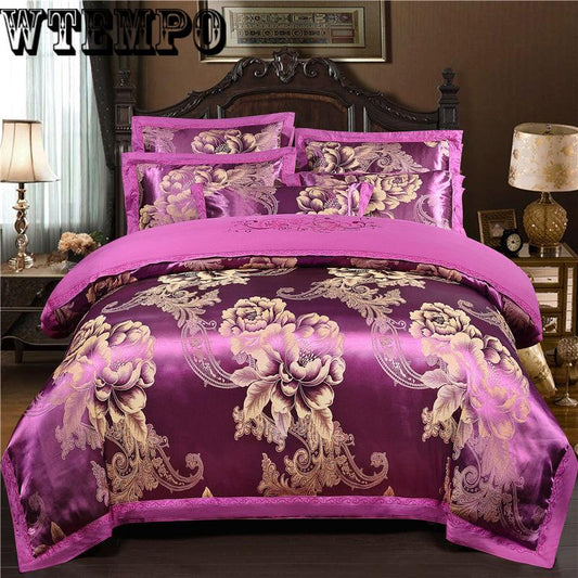 Embroidered jacquard four-piece bed linen quilt cover pillowcase noble cotton bedding European
