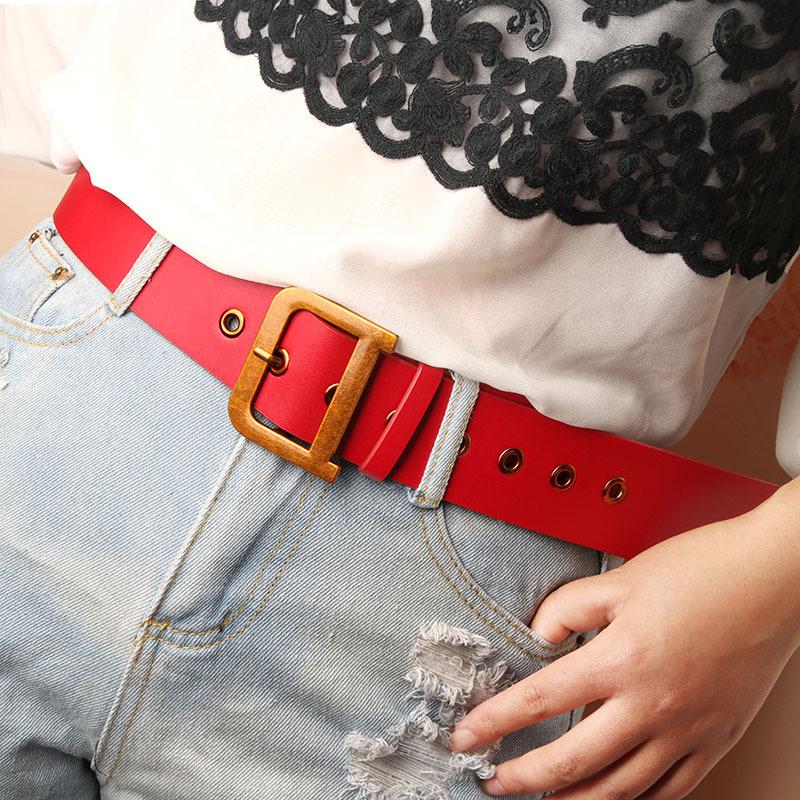 Ladies belt fashion D word buckle fashion wild dress wide belt decorative belt
