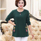 Plus Fleece Spring and Autumn Bottoming Shirt Long-sleeved Mother Wear Autumn T-shirt Top Small Shirt Middle-aged Women's Clothing
