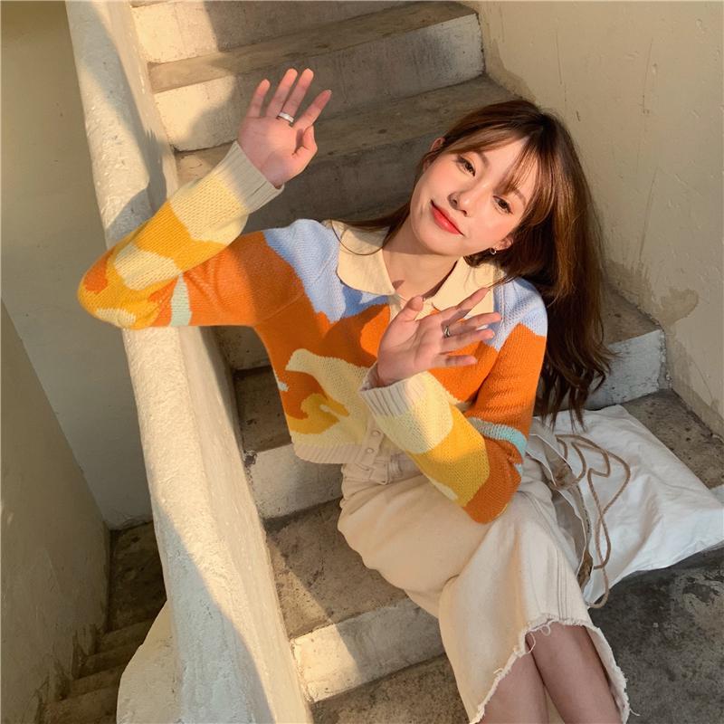 Women's Autumn Knit Cardigan Jacket Autumn Women's Short Long-sleeved Top Sweater