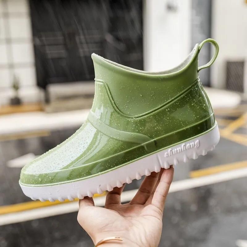 Slip on Rain Boots Men PVC Waterproof Ankle Boots Work Shoes for Boy Male Fashion Non-slip Water Shoes Anti Skid 36-44