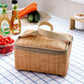 1/2pcs Imitation Rattan Thermal Insulated Lunch Box Tote Cooler Zipper Bag Bento Lunch Pouch