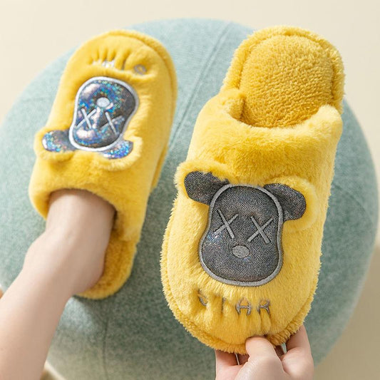 Autumn and Winter Pure Cotton Slippers Indoor Non-slip Soft-soled Shoes Warm Simple Plush Cotton Shoes