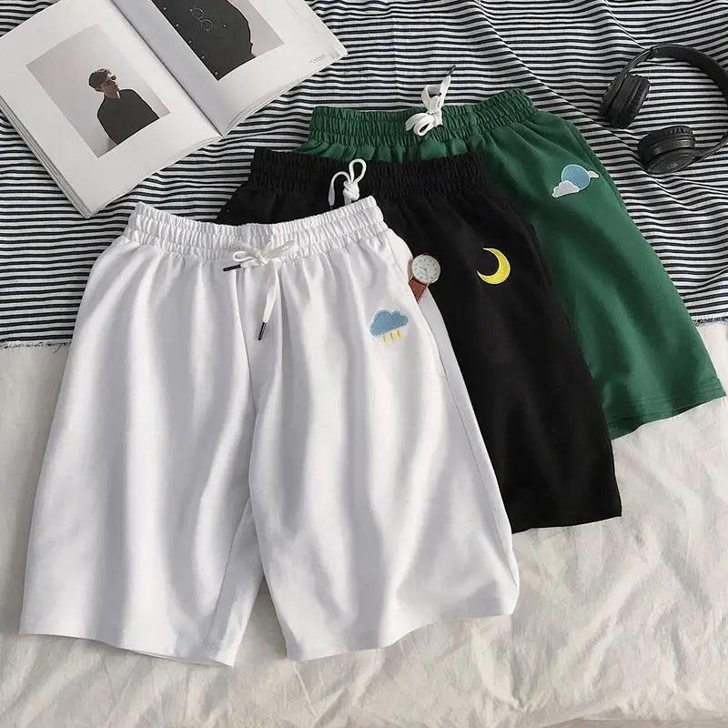 Summer Boys Shorts Cute Printed Five-point Pants Loose Solid Color Straight Casual Beach Pants All-match Men's Pants
