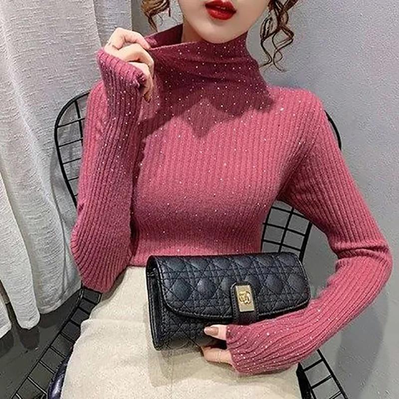 Winter Sweaters Turtleneck Warm Pullover Knitted Jumpers Solid Long Sleeve Cashmere Black White Fall Sweater Women Korean Fashion Slim Sweater