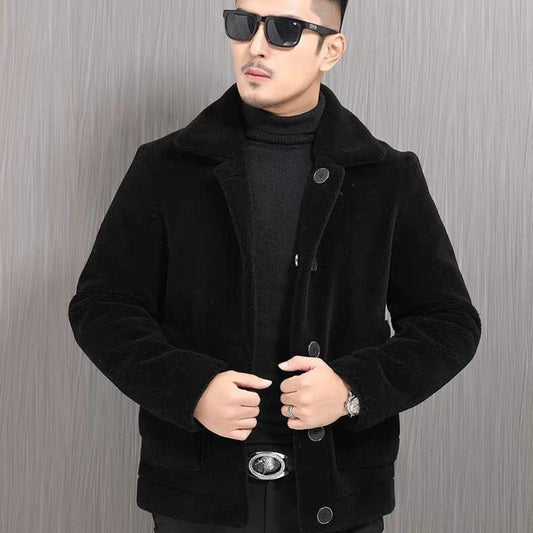 Men's Winter Fur Coat Fur Coat Imitation Lamb Hair Short Leather Sheep Shearing Coat Thick Jacket