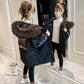 Girls' Warm and Windproof Cotton Coat Mid-length Thick and Velvet Autumn and Winter Jacket