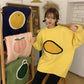 Pofulove Autumn Winter Fun Fruit Jacquard Sweater Loose Thick long Sleeved Pullover Sweater Women