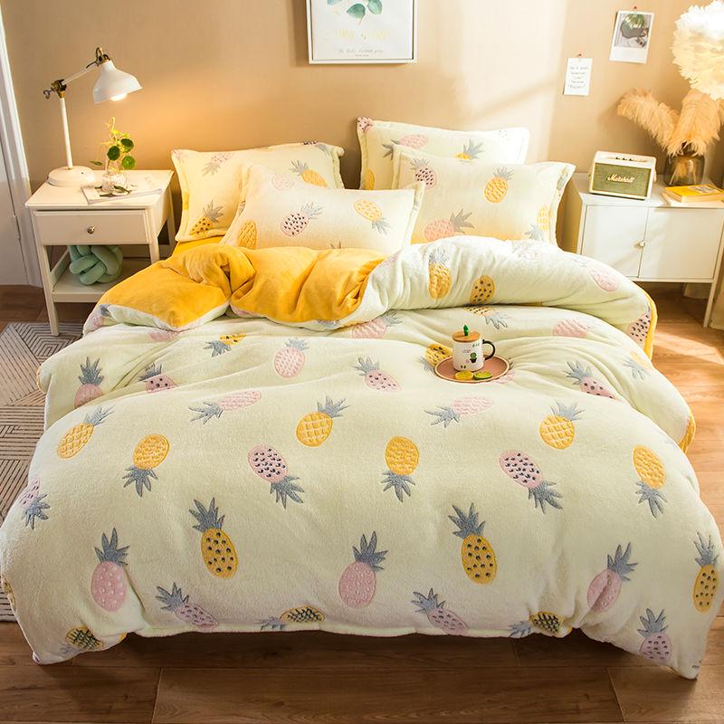 WTEMPO Bedding Set Cotton A/B Double-sided Pattern Cartoon Winter Bed Sheet Quilt Cover Pillowcase