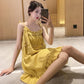 Fashion Cotton Strap Dress Summer Plus Size Sexy Sleeveless Dress Women Pleated Ruffle Dress