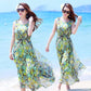 Bohemia Long Chiffon Floral Dress Boho V-Neck Sleeveless Evening Beach Maxi Dress  Sundress