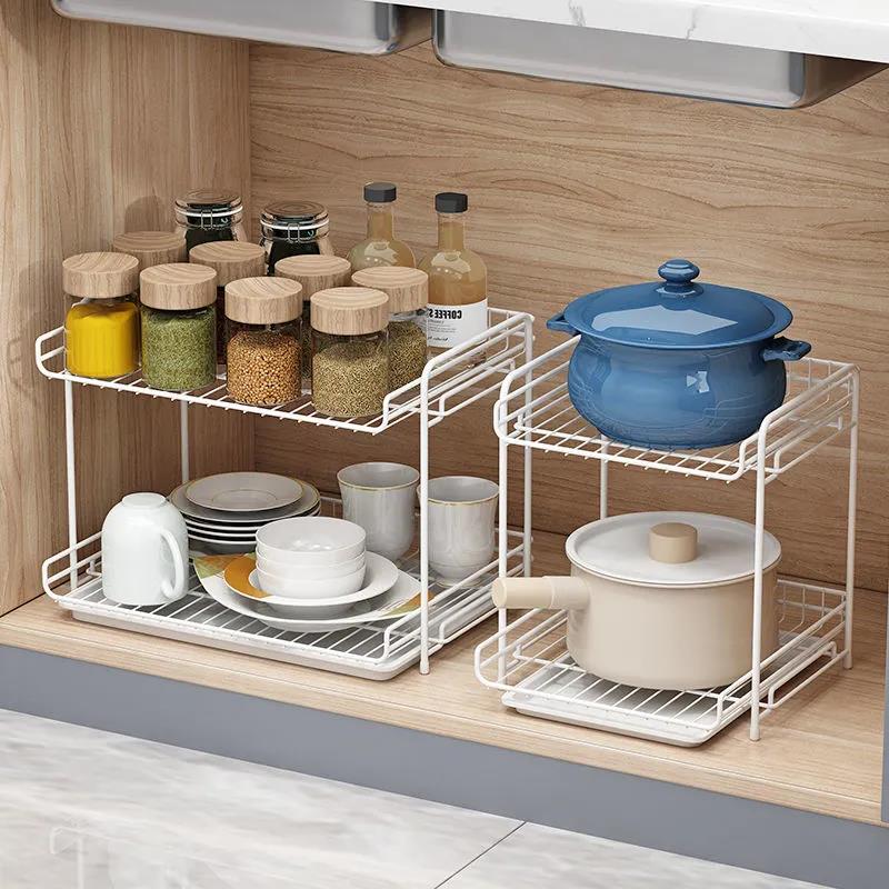 Kitchen Shelf Under The Sink Pot Shelf Pot Storage Rack Put Pot Artifact Cabinet Layered Shelf Cabinet Home