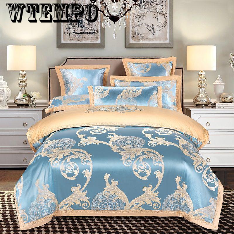 Embroidered jacquard cotton four-piece cotton quilt cover sheets bedroom home bedding European style