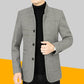 Middle-aged Men's Jacket Autumn and Winter Thick Woolen Coat Woolen Woolen Winter Warm Standing Collar Jacket