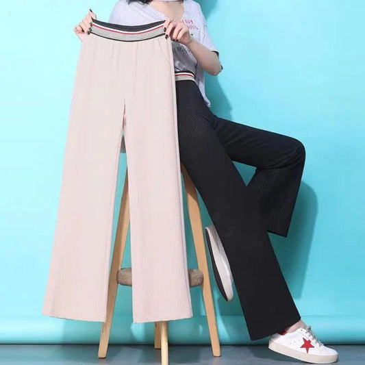 High Waist Slim Casual Pants Women's Korean Loose Spring and Autumn Wide Leg Pants Drop Feeling Straight Tube Micro Flared Trousers