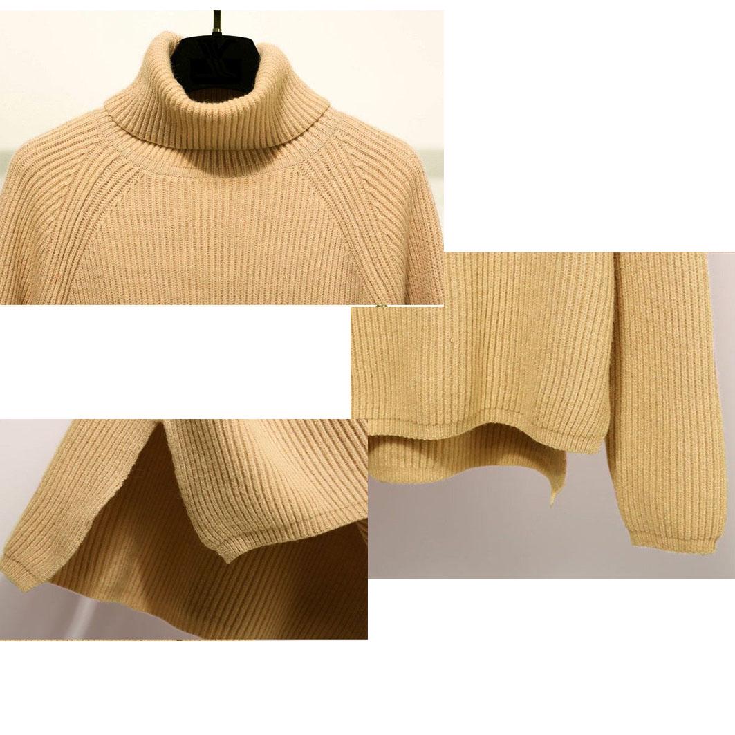 Autumn Winter Sweater Women Solid Color Turtleneck Sweater Thick Loose Solid Color Base Knit Sweater