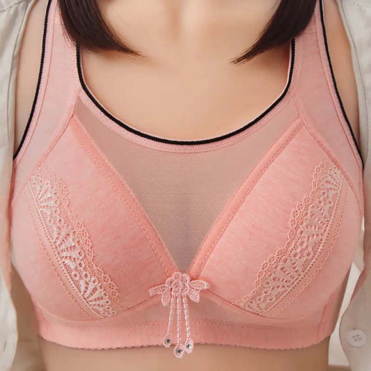 Women's Tank Top No Steel Rings Gathering Solid Color Cotton Bra Thin Full Cups Large Size Comfortable Anti-shine Sports Bra