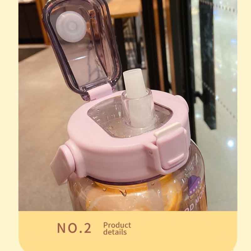 2000mL Sports Water Bottle with Straw Large Capacity Fitness Gym Motivational Fitness Jugs