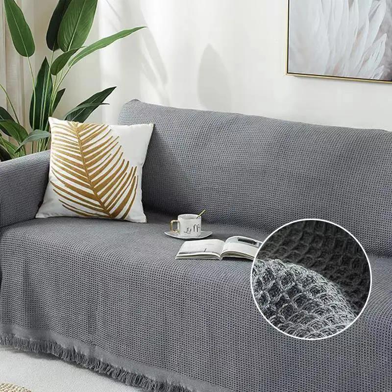 Nordic Retro Style Solid Color Multifunctional Four Seasons Universal Sofa Blanket Modern Minimalist Full Cover Non-slip Sofa Towel Sofa Cushion