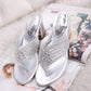 Plus Size 34-40 Women All-match Shiny Slippers Outdoor Diamond High Heels Bohemian Beach Wear-resistant Non-slip Slippers Flip Flops Sandals