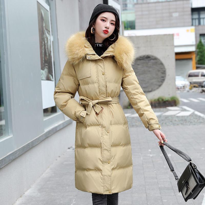 Winter Trendy Fashion Temperament Women's Long Padded Plus Size Slim Fit Over The Knee Thick Warm Cotton Jacket
