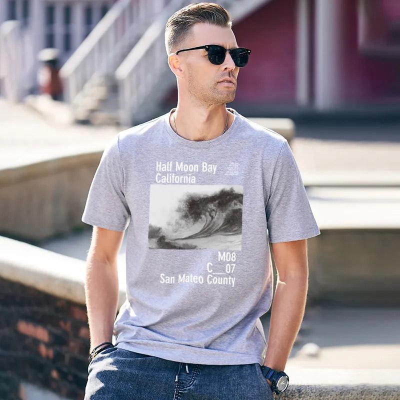 Men's Summer Printed Round Neck Pullover Versatile Summer Casual Loose Short Sleeve Men's Top Thin T-Shirt